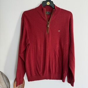 Southern Point Co Mens The Hayward Quarter Zip Pullover Sweater Red Cotton XL